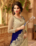 Sarees - Royal Blue And Golden Stunning Bridal Designer Collections - Wedding / Party / Bridal - Boutique4India Inc.