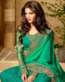 Sarees - Turquoise Blue, Green And Golden Stunning Bridal Designer Collections - Wedding / Party / Bridal - Boutique4India Inc.
