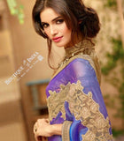 Sarees - Purple And Golden Stunning Bridal Designer Collections - Wedding / Party / Bridal - Boutique4India Inc.