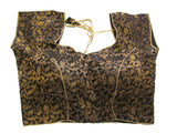 Black color Princess cut padded Jari / Brocade ready made blouse