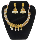 Amazing Pearl studded Lakshmi temple jewelry with matching Earrings set