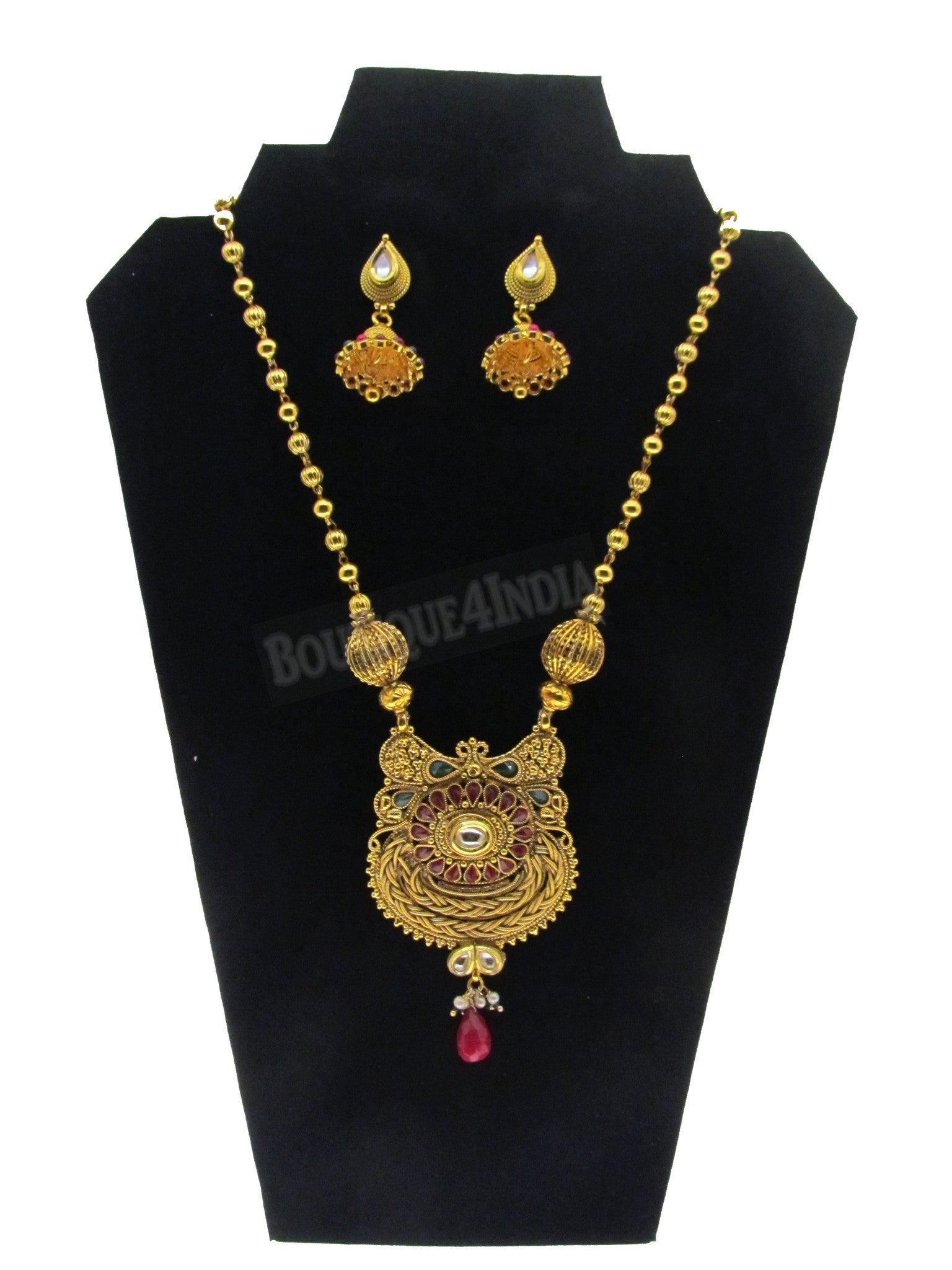 Kundan style designer 24 inches long Necklace with matching Earrings set