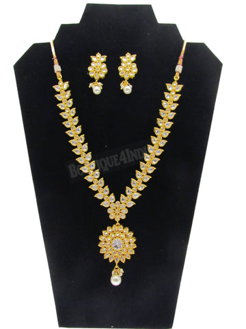 Kundan style designer 24 inches long Necklace with matching Earrings set