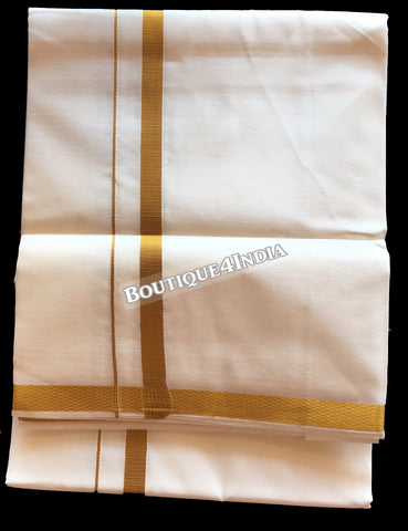 Cream color cotton double dhoti