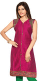 Maroon Cotton Silk Semi Party wear short sleeves kurti - Boutique4India Inc.