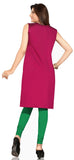 Maroon Cotton Silk Semi Party wear short sleeves kurti - Boutique4India Inc.