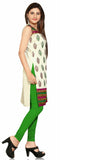 Off White Silk Fabric short sleeves kurti with Brocade work