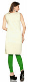 Off White Silk Fabric short sleeves kurti with Brocade work