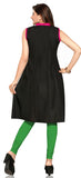 Collar Style Anarkali Short Sleeves Kurti with Gold Zari floral patch work - Boutique4India Inc.