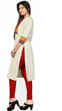 Off white 3/4th Cotton silk Khadi kurti Rajasthani style neckline