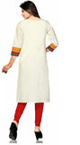 Off white 3/4th Cotton silk Khadi kurti Rajasthani style neckline