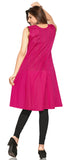 Party Wear/Semi Party Wear Short Sleeves Cotton Kurti in Pink Color