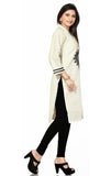 Orchid White Khadi Cotton 3/4 Sleeves Kurti stylish V Neck with buttons