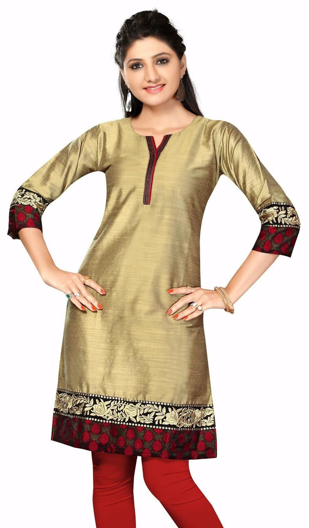 Buy Red - straight zari butta Readymade Kurti online | Readymade Suits from  ShrusEternity