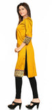 Marvelous Exotic Mustard Color Cotton Silk 3/4th Sleeves kurti - Boutique4India Inc.