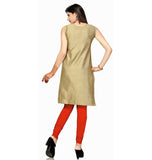 Golden and Maroon two tone color round neck Cotton Silk kurti - Boutique4India Inc.