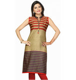 Golden Cotton Short Sleeves Kurti with beautiful print - Boutique4India Inc.