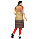 Golden Cotton Short Sleeves Kurti with beautiful print - Boutique4India Inc.