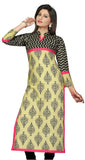 Black and Printed Pakistani Style Mandarin neck 3/4th Sleeves Kurti - Boutique4India Inc.
