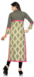 Black and Printed Pakistani Style Mandarin neck 3/4th Sleeves Kurti - Boutique4India Inc.