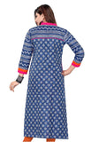 Blue Cotton Printed Kurti with attractive collar and neck design - Boutique4India Inc.