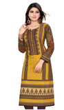 Shades of Brown Pakistani Style Cotton Printed Full Sleeves Long Kurti