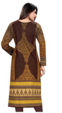 Shades of Brown Pakistani Style Cotton Printed Full Sleeves Long Kurti
