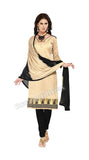 Beige and black Color Banarasi Embroidered Straight Cut Salwar Suit