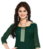 Green Color Banarasi Embroidered Straight Cut Salwar Suit