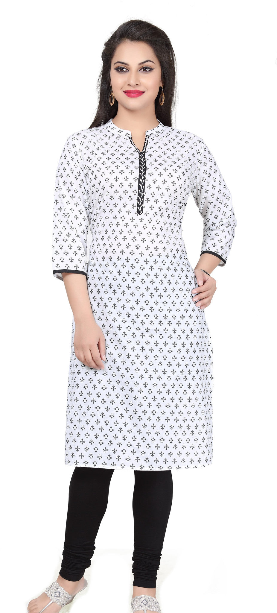 Buy Women Black And White Paisley Chikankari Hand Embroidery Cotton Kurti  Online at Kiko Clothing