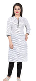 Designer cotton Tunics/Kurtis in White background and black print - Boutique4India Inc.