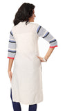 Charismatic chakra off white and blue printed cotton long kurti - Boutique4India Inc.