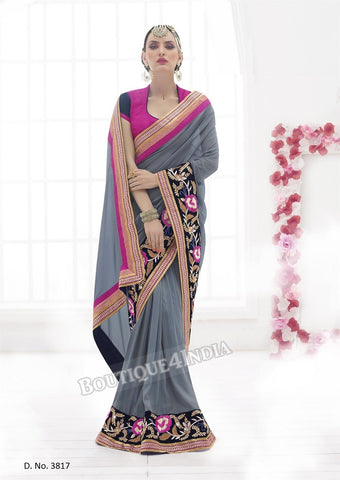 Sarees - Grey and Pink Bridal Collections