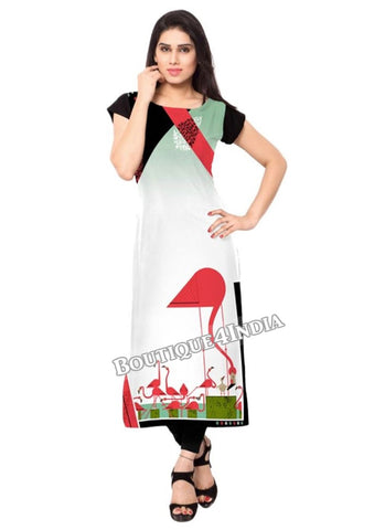 Multicolor off white Crepe Casual wear Printed Kurti