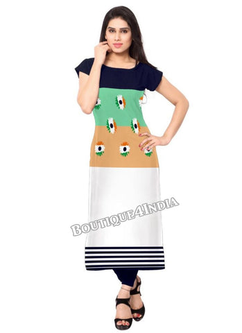 Indian flag floral Crepe Casual wear Printed Kurti