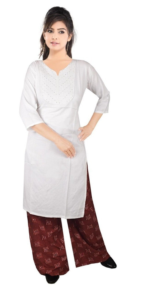 Maroon Straight Kurta and Printed Palazzo | Indian designer outfits, Fancy  blouse designs, Beautiful dress designs