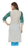 Grey grace long cotton tunic with printed design cotton fabric - Boutique4India Inc.