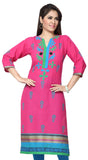 Pure Cotton Kurti in Sky Blue with floral and Printed border