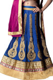 Girl's - Blue, Pink And Golden Heavy Work - Lehenga / Half Saree - Gilr's Party And Wedding Collection Lehenga Set For Special Occasions- Semi Stitched, Blouse - Ready to Stitch - Boutique4India Inc.