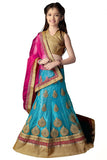 Girl's - Blue, Pink And Golden Heavy Work - Lehnga / Half Saree - Gilr's Party And Wedding Collection Lehnga Set For Special Occasions - Boutique4India Inc.