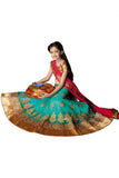 Girl's - Pink, Blue Heavy Work - Lehenga / Half Saree - Gilr's Party And Wedding Collection Lehenga Set For Special Occasions - Semi Stitched, Blouse - Ready to Stitch - Boutique4India Inc.