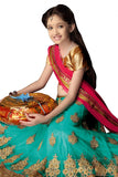 Girl's - Pink, Blue Heavy Work - Lehenga / Half Saree - Gilr's Party And Wedding Collection Lehenga Set For Special Occasions - Semi Stitched, Blouse - Ready to Stitch - Boutique4India Inc.