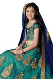 Girl's - Medium Sea Green Heavy Work - Lehenga / Half Saree - Gilr's Party And Wedding Collection Lehenga Set For Special Occasions - Semi Stitched, Blouse - Ready to Stitch - Boutique4India Inc.