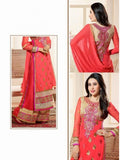 Heavy Work Designer Wedding Collection - Peaches Orange, Purplish Pink And Golden Grand And Graceful Heavy Embroidery And Lace Work Unique Collection For Party / Wedding / Festival / Special Occasion - Ready to Stitch - Boutique4India Inc.