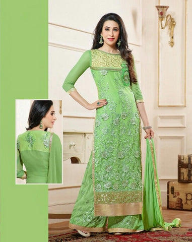 Heavy Work Designer Wedding Collection - Pista Green And Golden Grand And Graceful Heavy Embroidery And Lace Work Unique Collection For Party / Wedding / Festival / Special Occasion - Ready to Stitch - Boutique4India Inc.