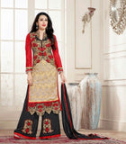 Heavy Work Designer Wedding Collection - Red, Black And Golden Grand And Graceful Heavy Embroidery And Lace Work Unique Collection For Party / Wedding / Festival / Special Occasion - Ready to Stitch - Boutique4India Inc.