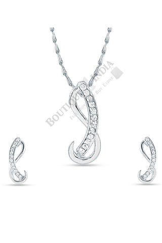 Silver-Tone Infiniti Shaped Pendant Set - Boutique4India Inc.