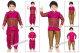 Boys Purple and Golden 6 in 1 Kurta Pyjama dhothi