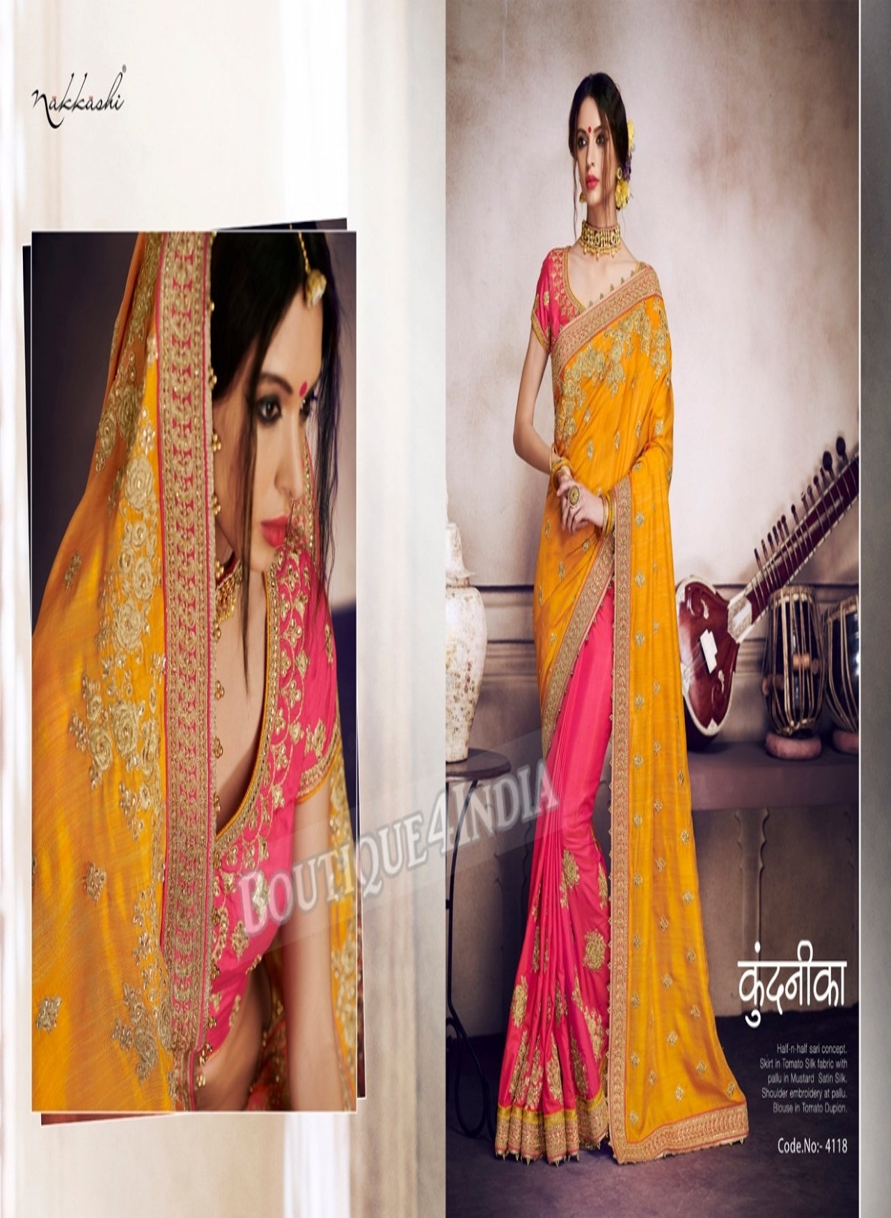 Yellow Raw Silk Party Wear Heavy Embroidered Saree