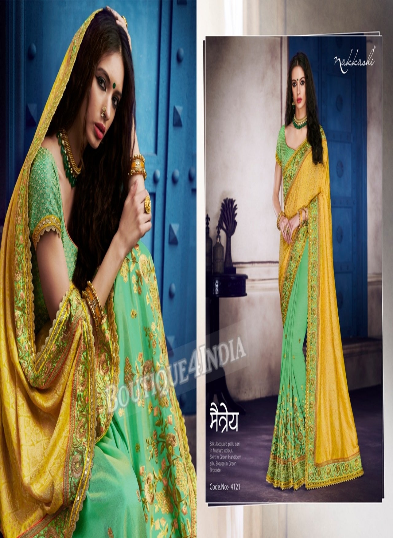 Light green Raw Silk Party Wear Heavy Embroidered Saree